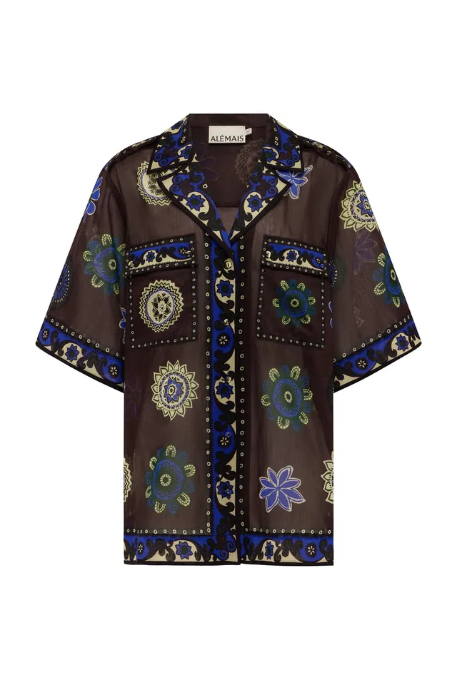 Alemaïs Jasper chemise ample coton soie paisley