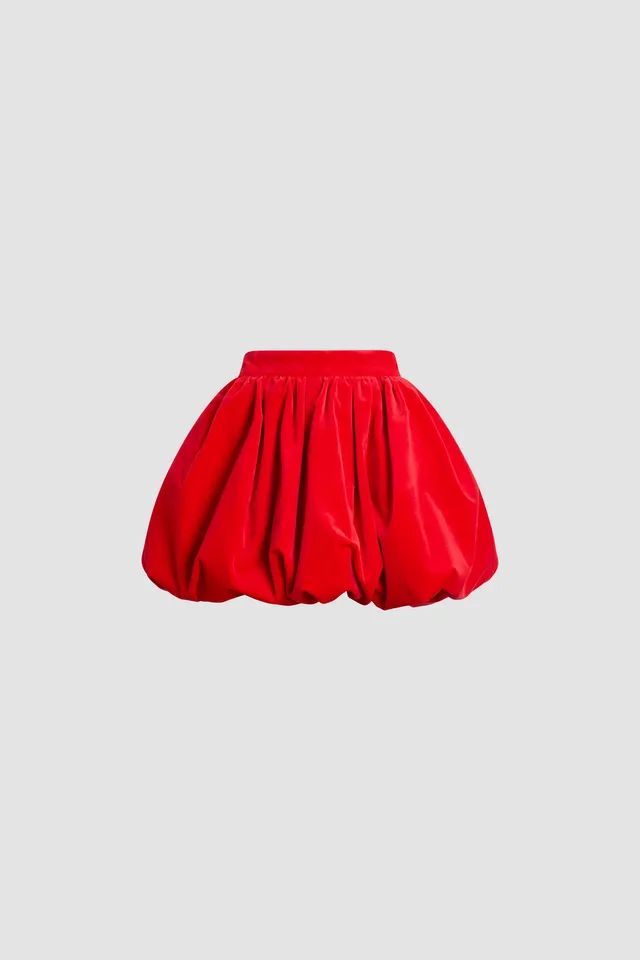 Patou Jupe mini velours coton rouge 34-44
