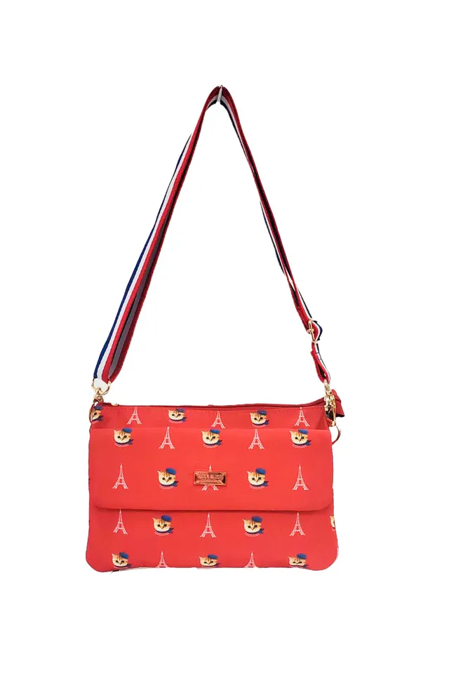 Paul & Joe Sac Nounette in Paris bandoulière rouge 24 cm