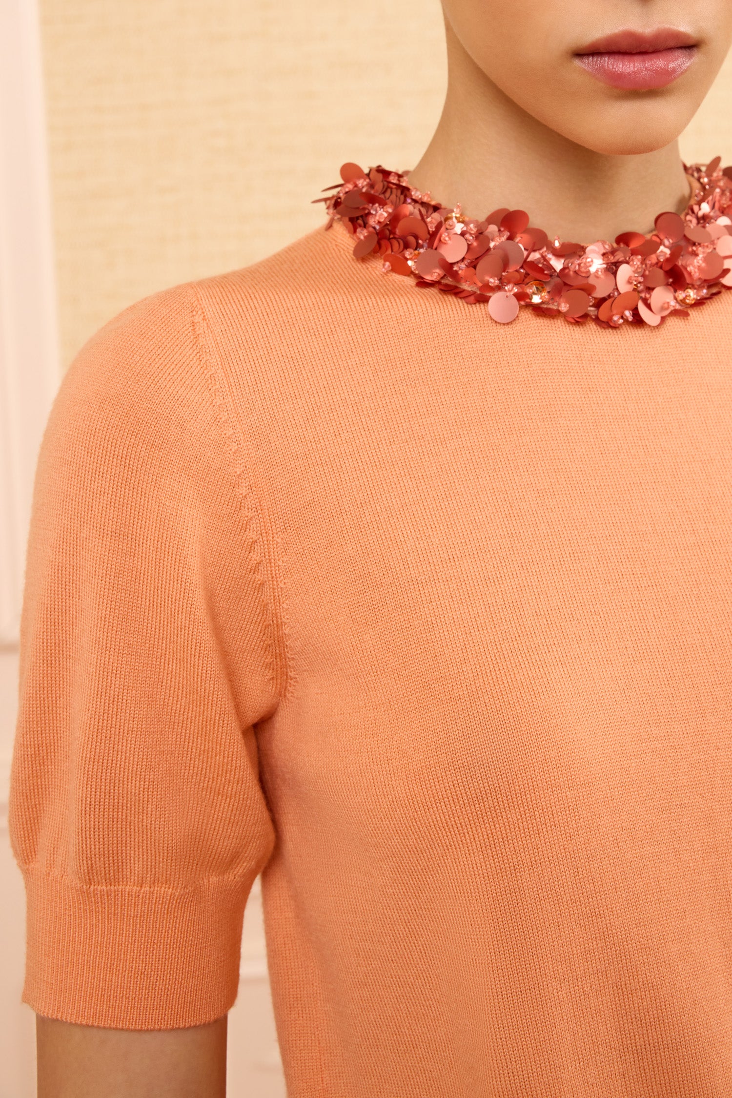 Ulla Johnson Knits Jude Top corail sequins laine