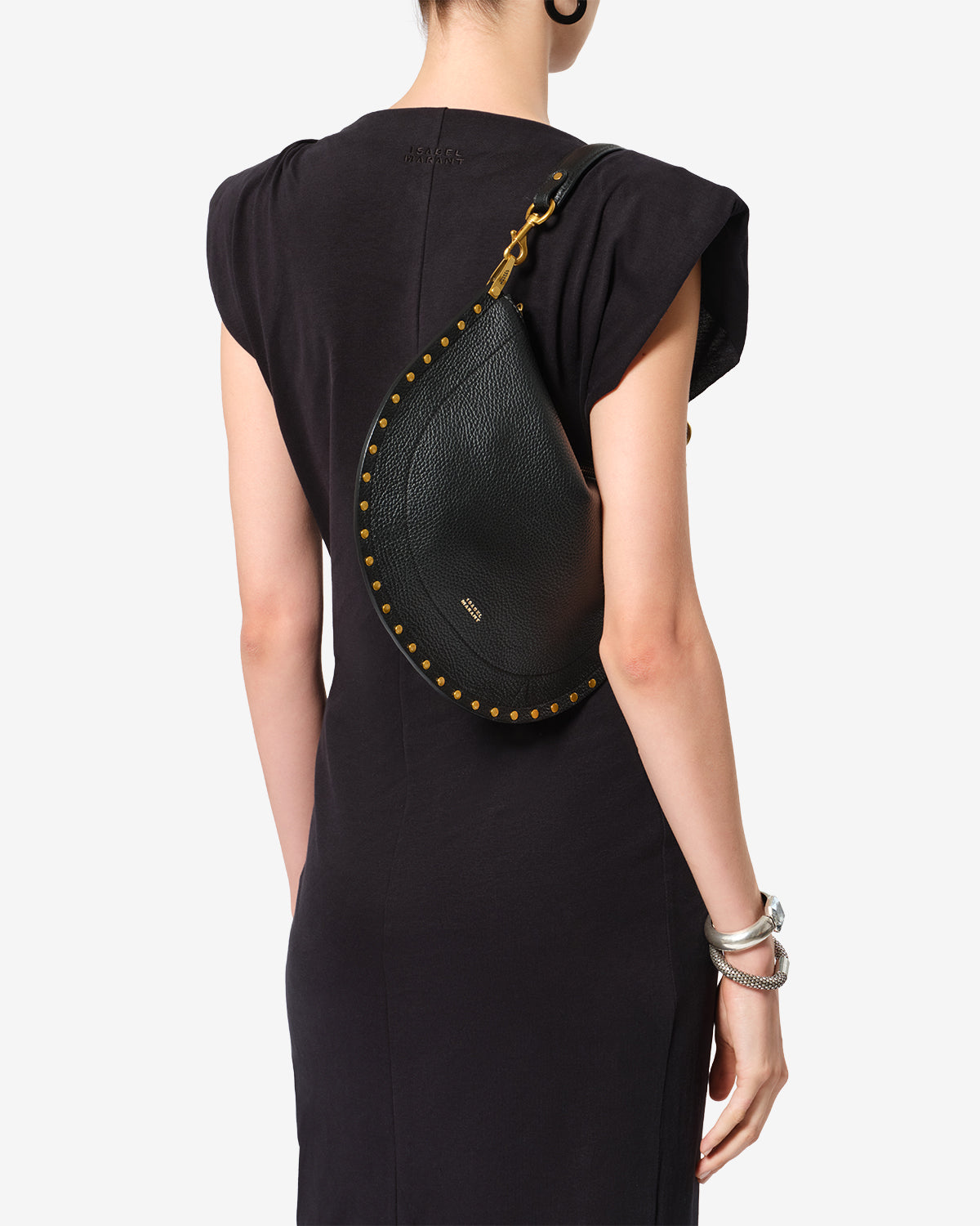 Isabel Marant Oskan Soft Zip sac cuir grainé noir