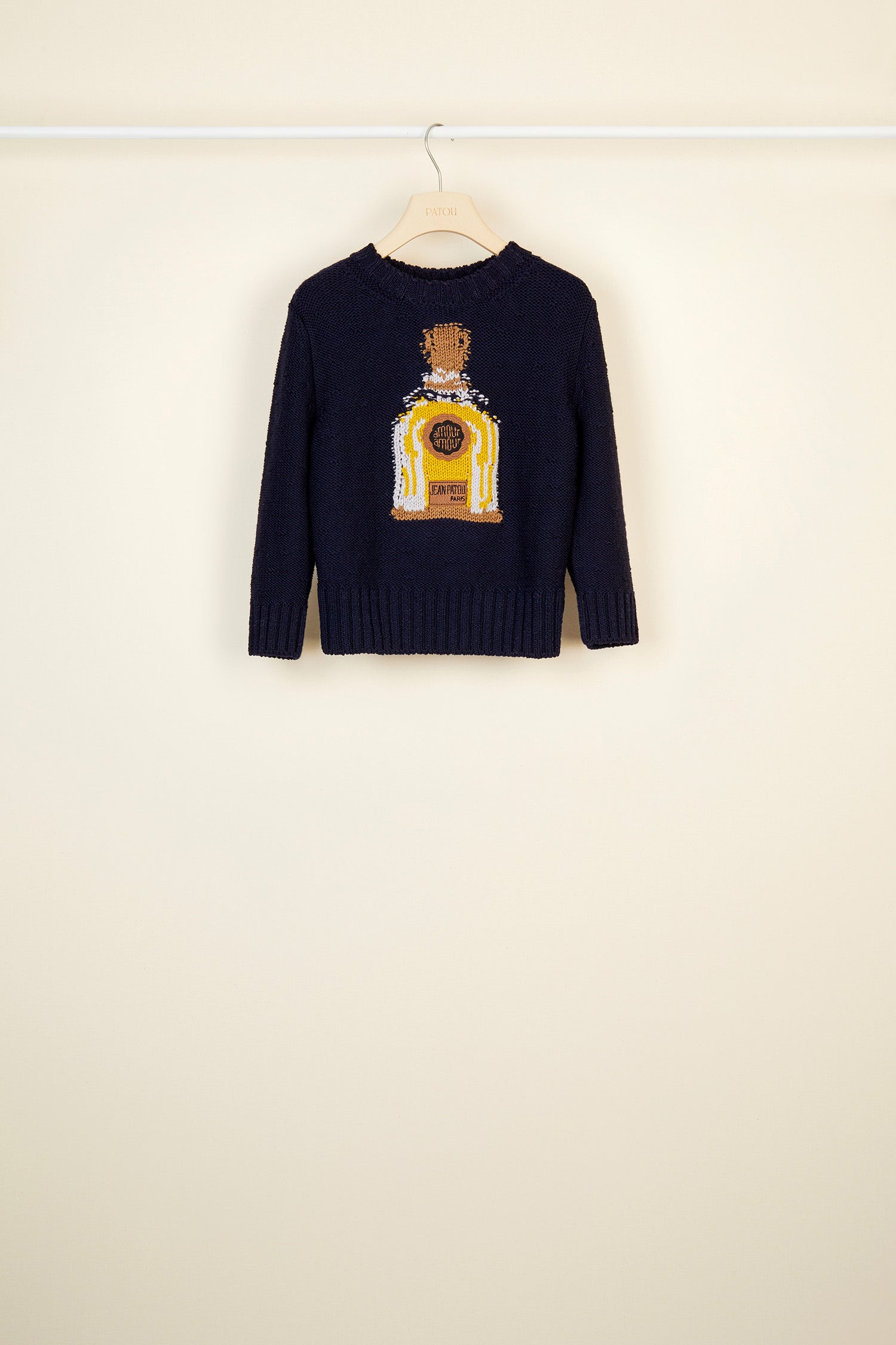 Patou KN005 Pull Navy Laine Motif Amour