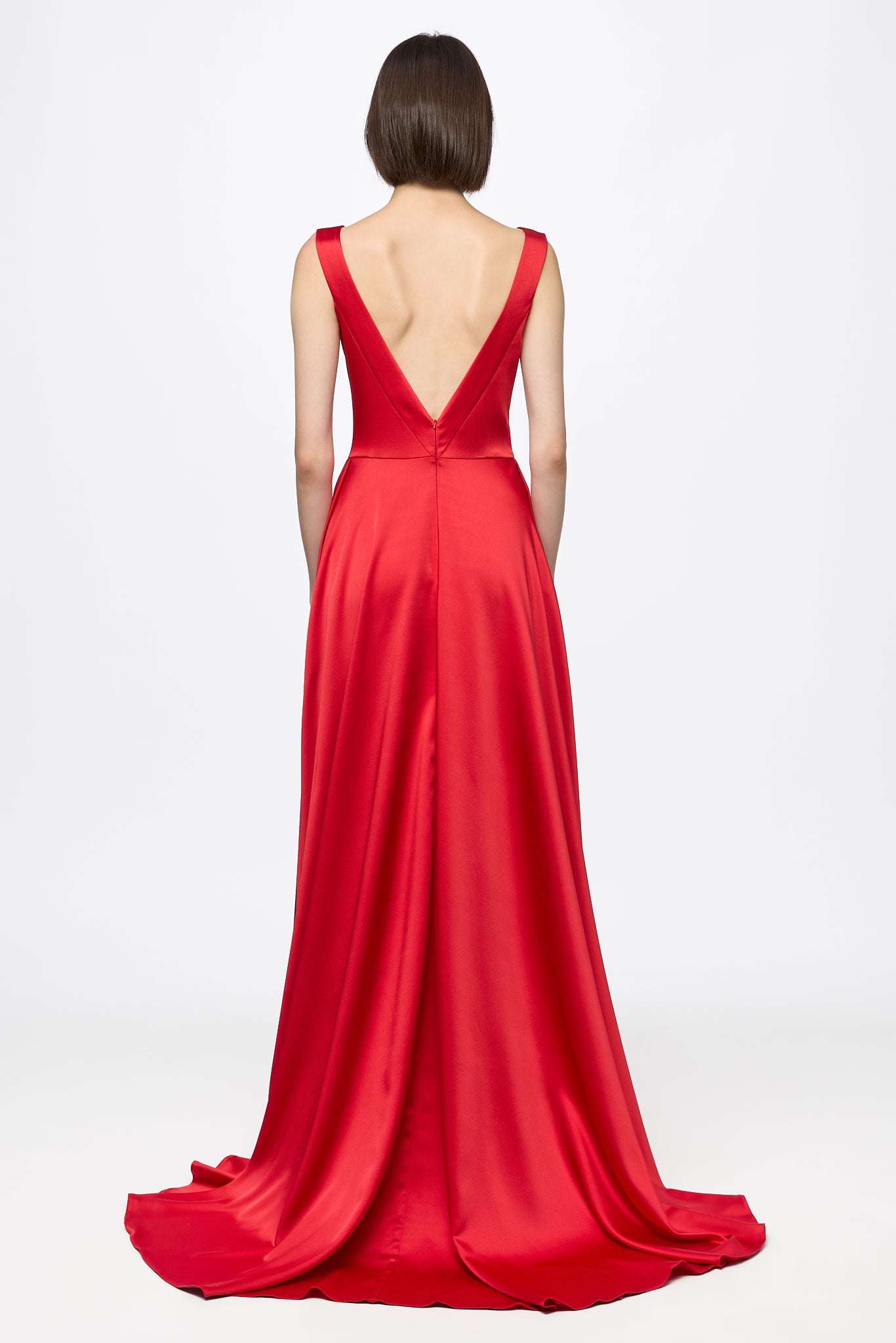 ATU Body Couture Red Satin robe longue corset rouge