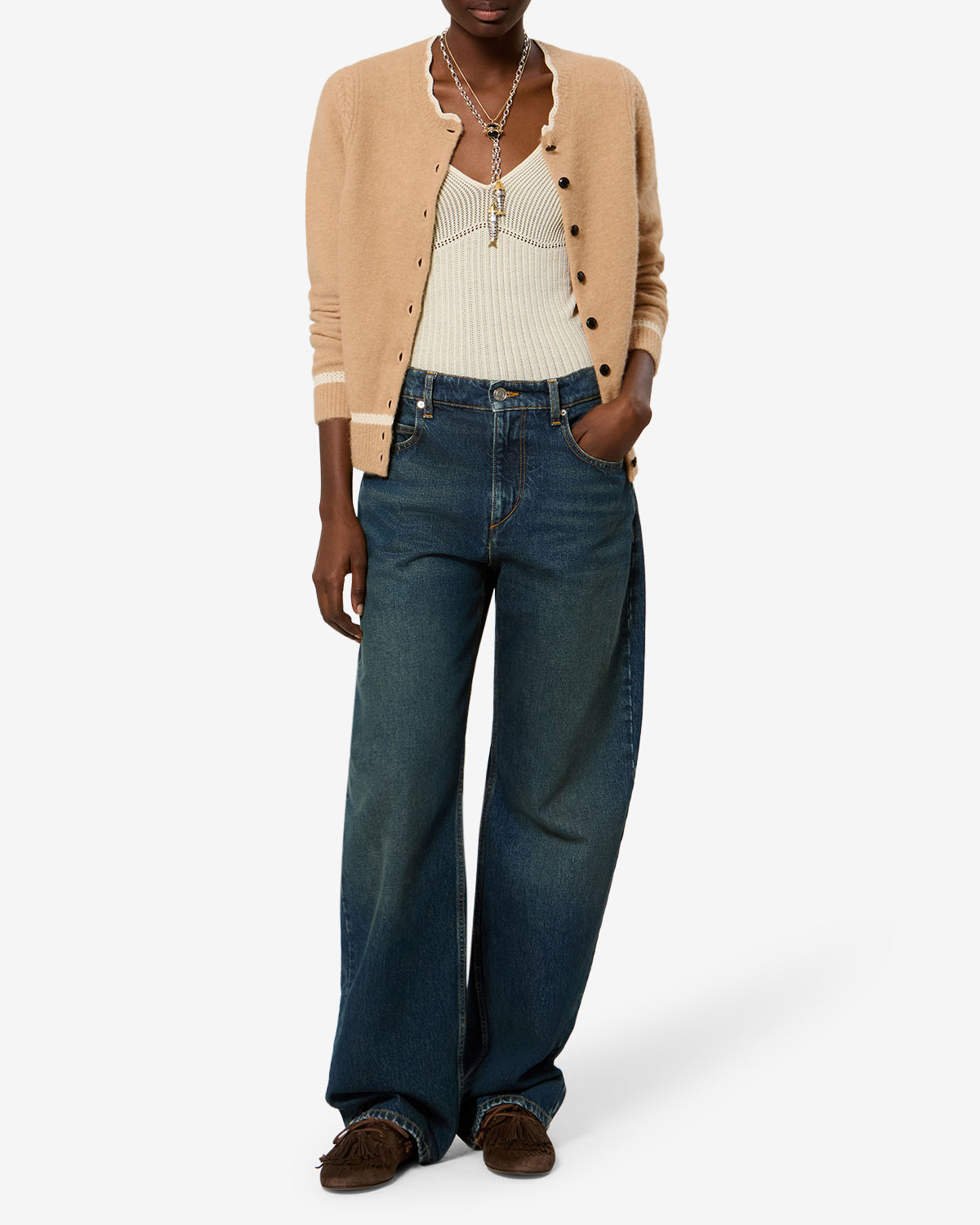 Isabel Marant Mailles Naia cardigan camel baby alpaga