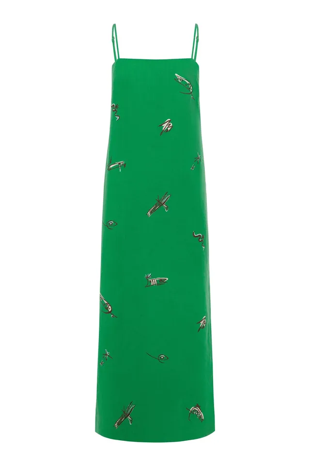 Alemaïs Wanda robe midi lin broderie