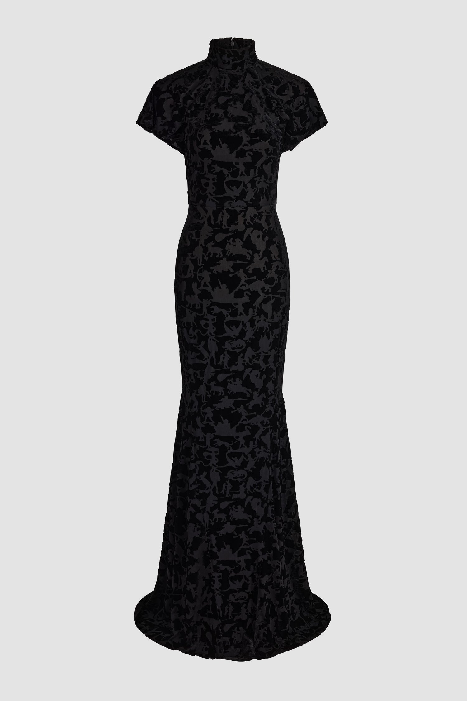 Patou DR280 robe longue noire devoré polyester