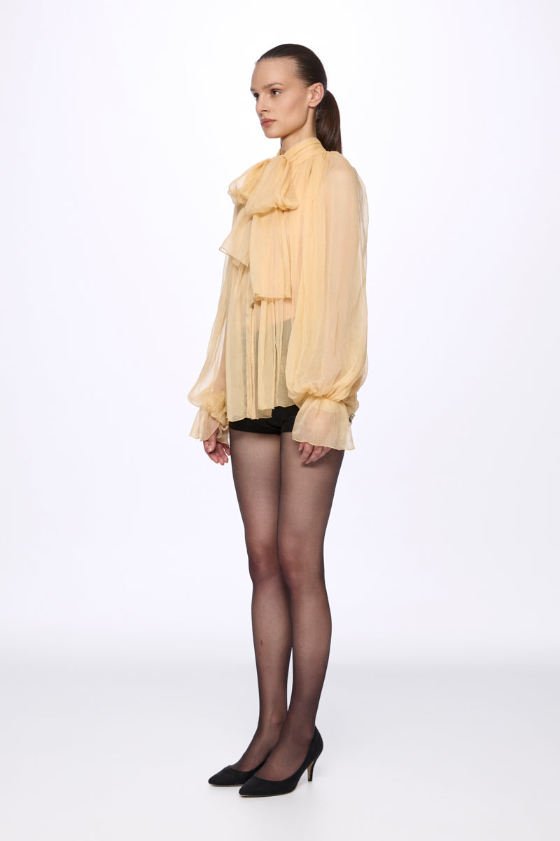 ATU Body Couture Yellow Gold Silk Chiffon Shirt chemise
