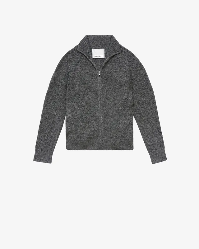 Isabel Marant Mailles Cardigan Benett laine mérinos gris foncé