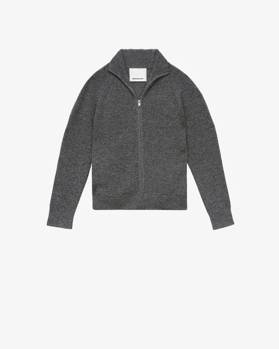 Isabel Marant Mailles Cardigan Benett laine mérinos gris foncé