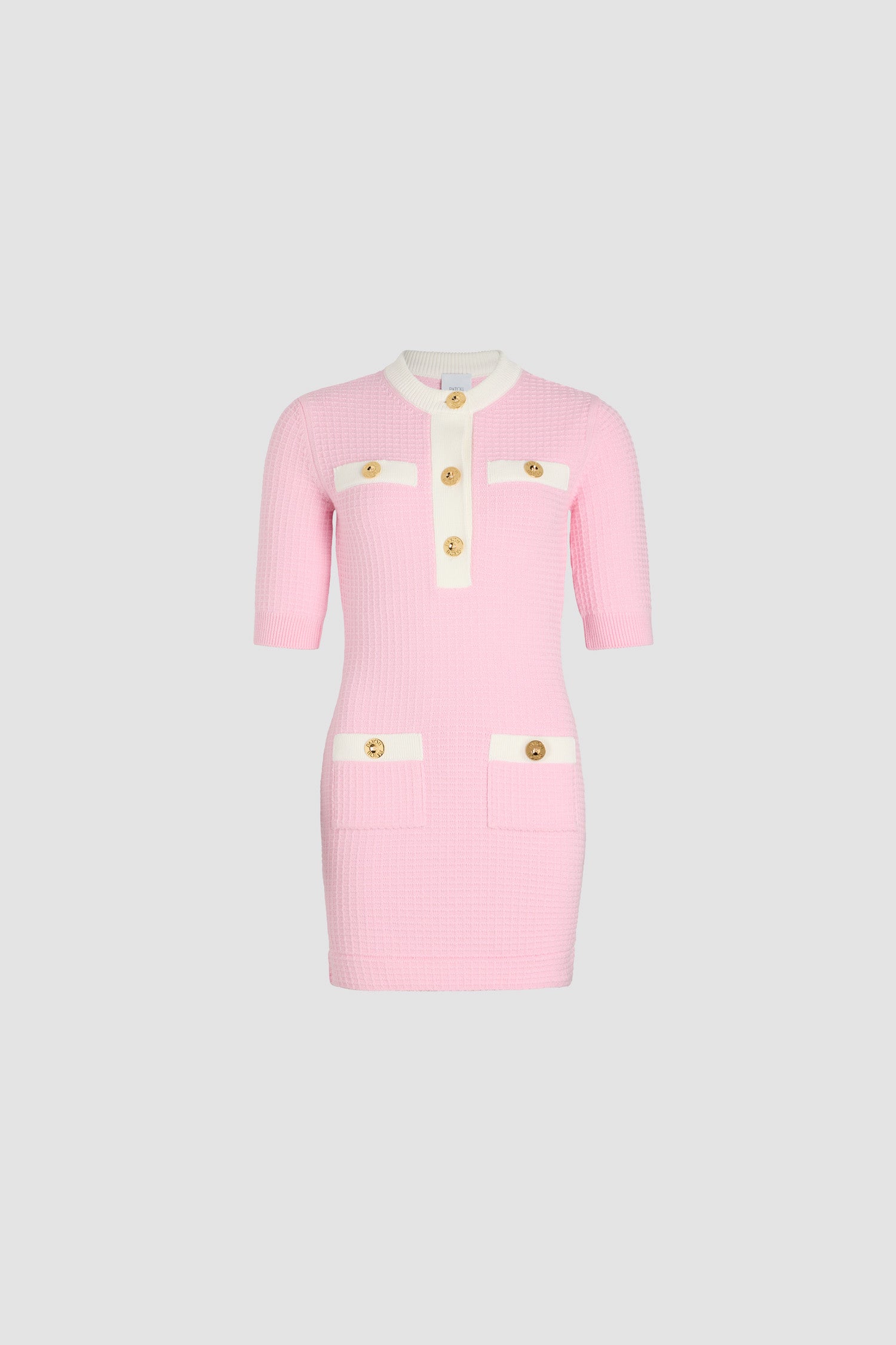 Patou KN239 mini robe maille coton rose gaufrée