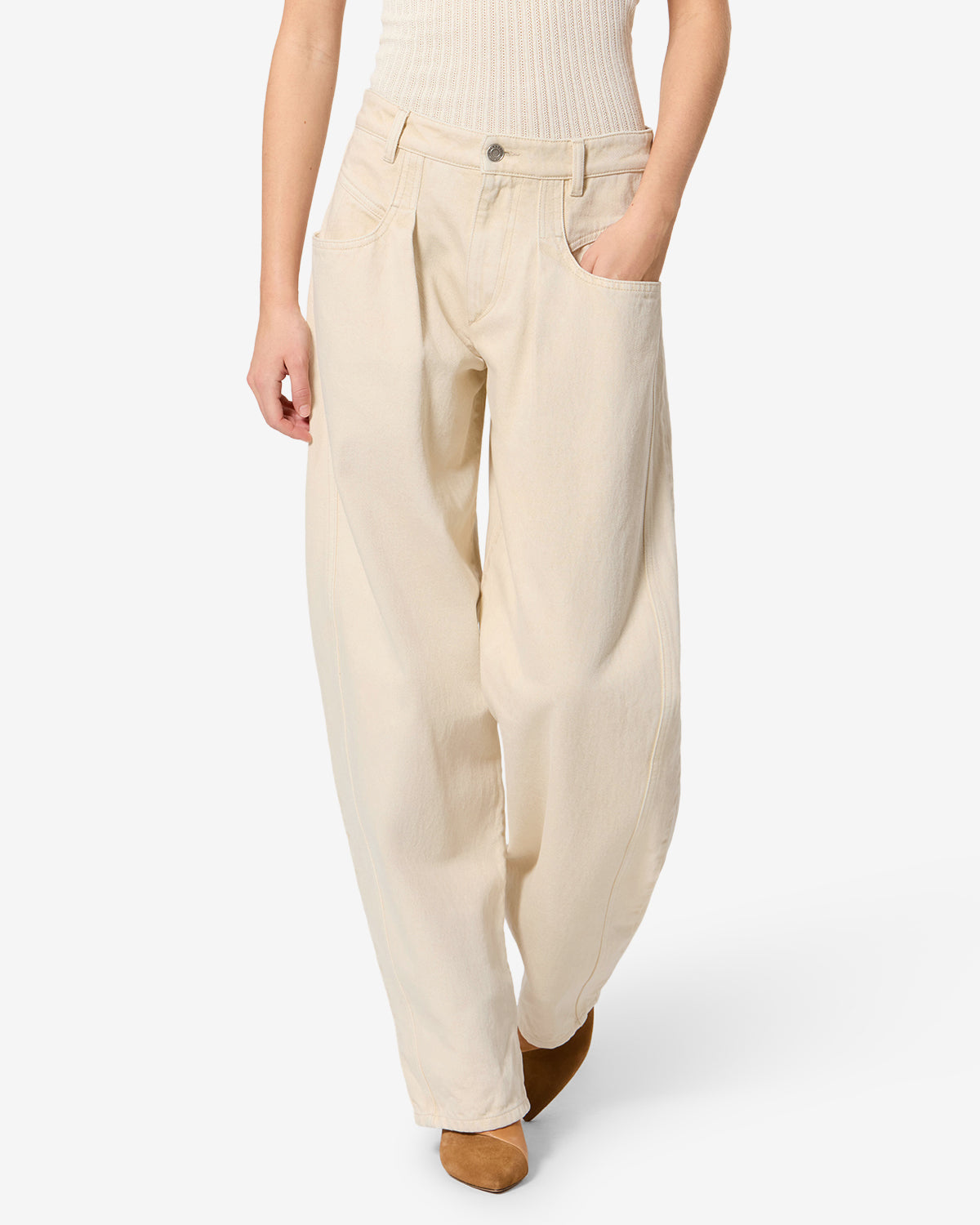 Isabel Marant Lisha jean barrel beige taille haute