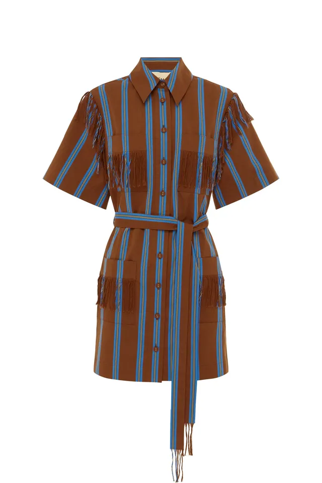 Alemaïs Noura Fringe robe mini taille 8 rayée