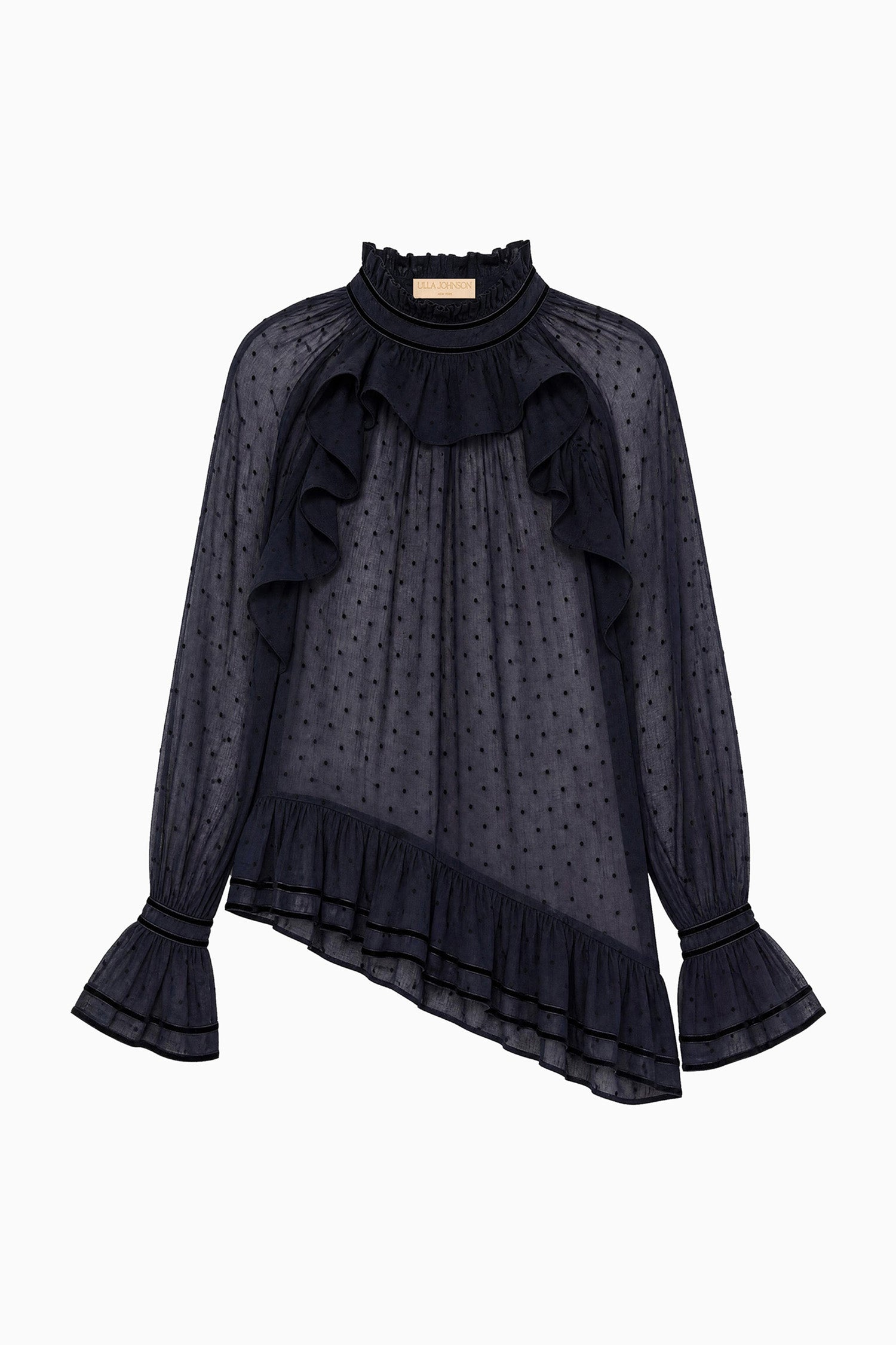 Ulla Johnson Marcella Blouse coton noire Nightfall pois