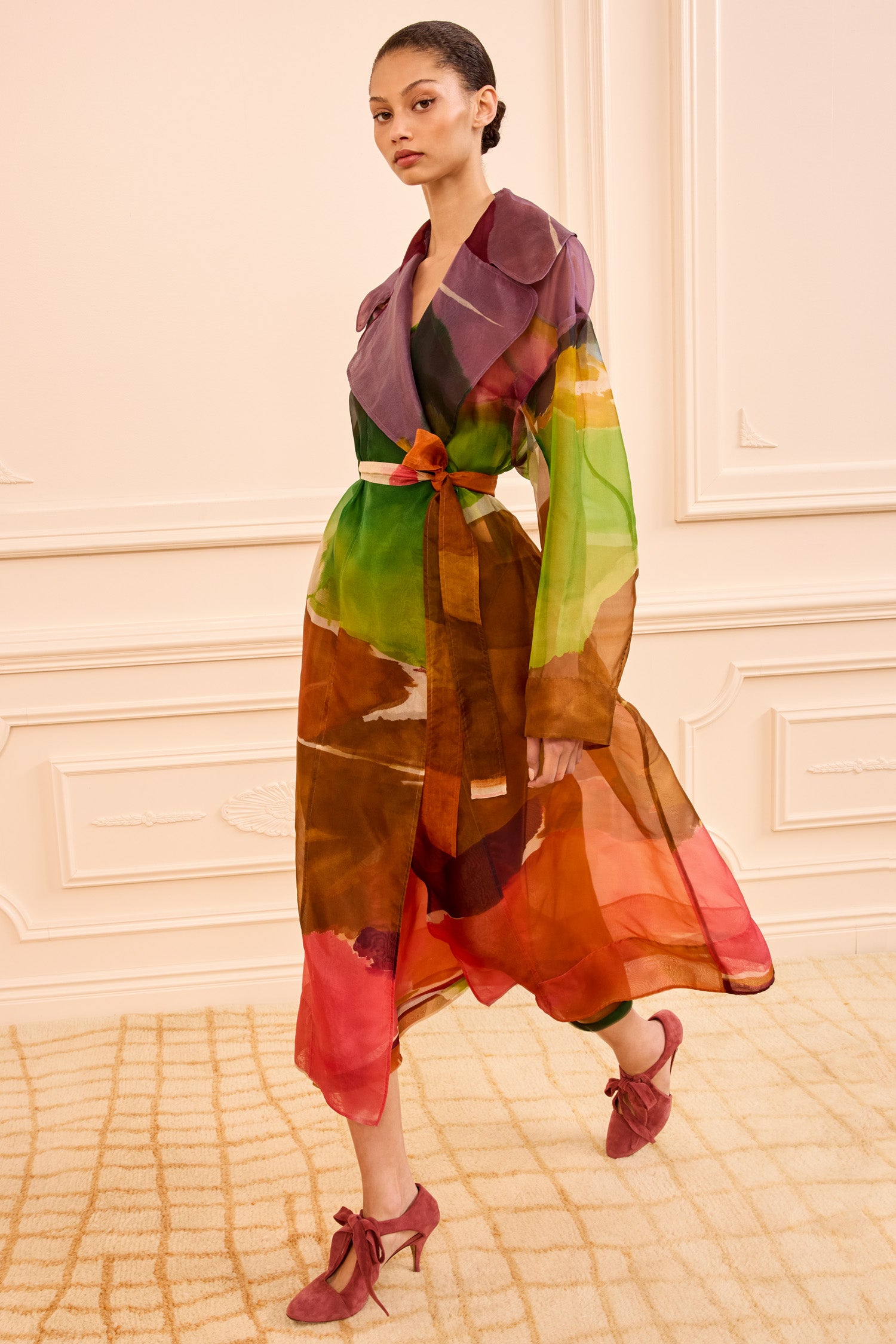 Ulla Johnson Novalie Trench Soie Organza Multicolore