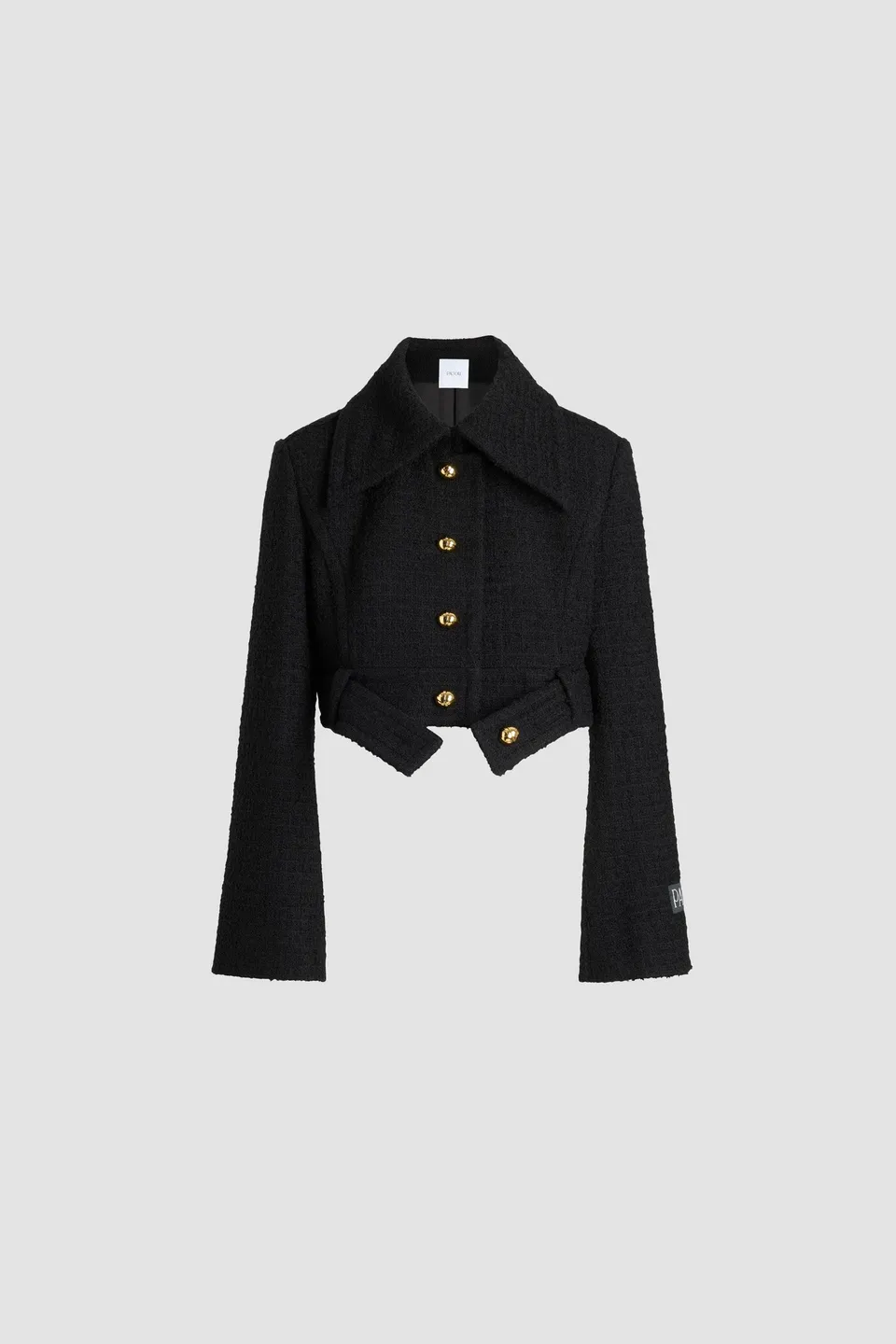 Patou H25JA063 veste cropped tweed laine Noir