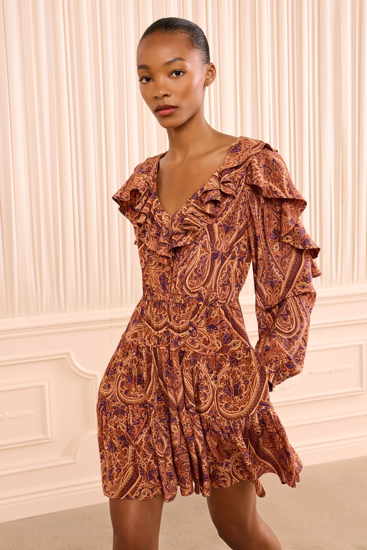 Ulla Johnson Vivi FA260135 robe mini Rosette orange soie