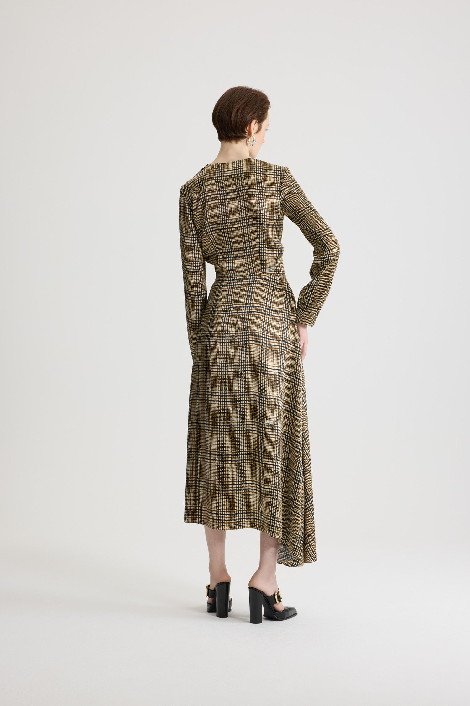 Patou DR208 robe midi soie imprimé prince de galles