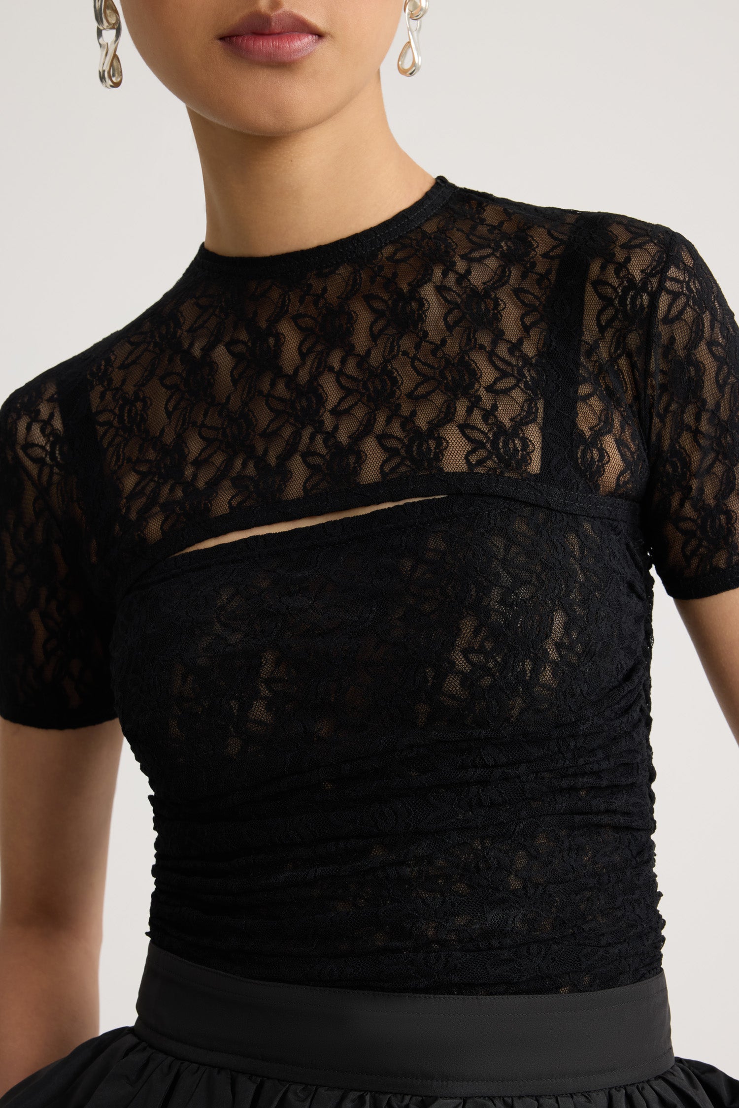 Patou JE242 top twinset dentelle noir