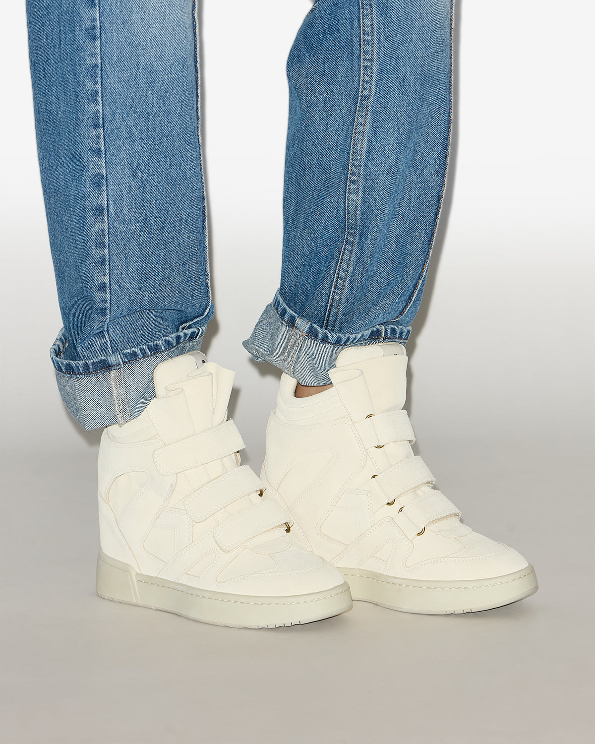Isabel Marant IM3 baskets écru cuir compensées 5 cm
