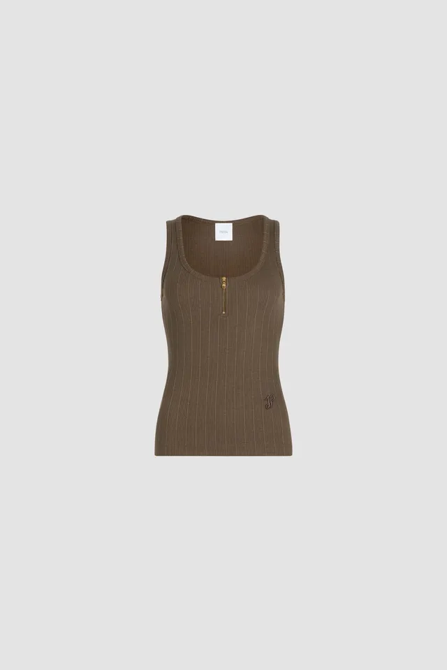 Patou P25JE149 débardeur côtelé Mocha coton bio