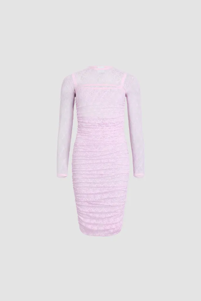 Patou JE241 Robe mini dentelle rose top amovible