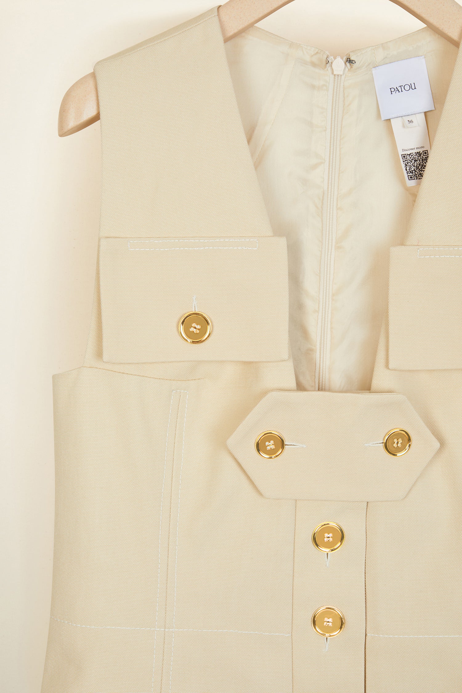 Patou P20DR0030027102V robe safari Vanilla coton