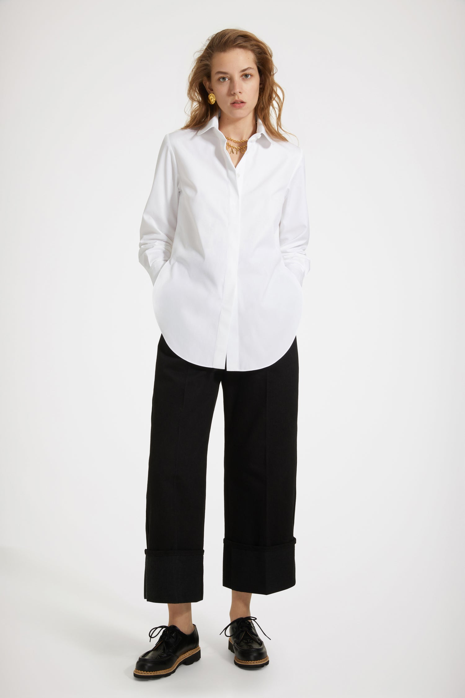 Patou BL023 chemise coton bio blanche coupe asymétrique