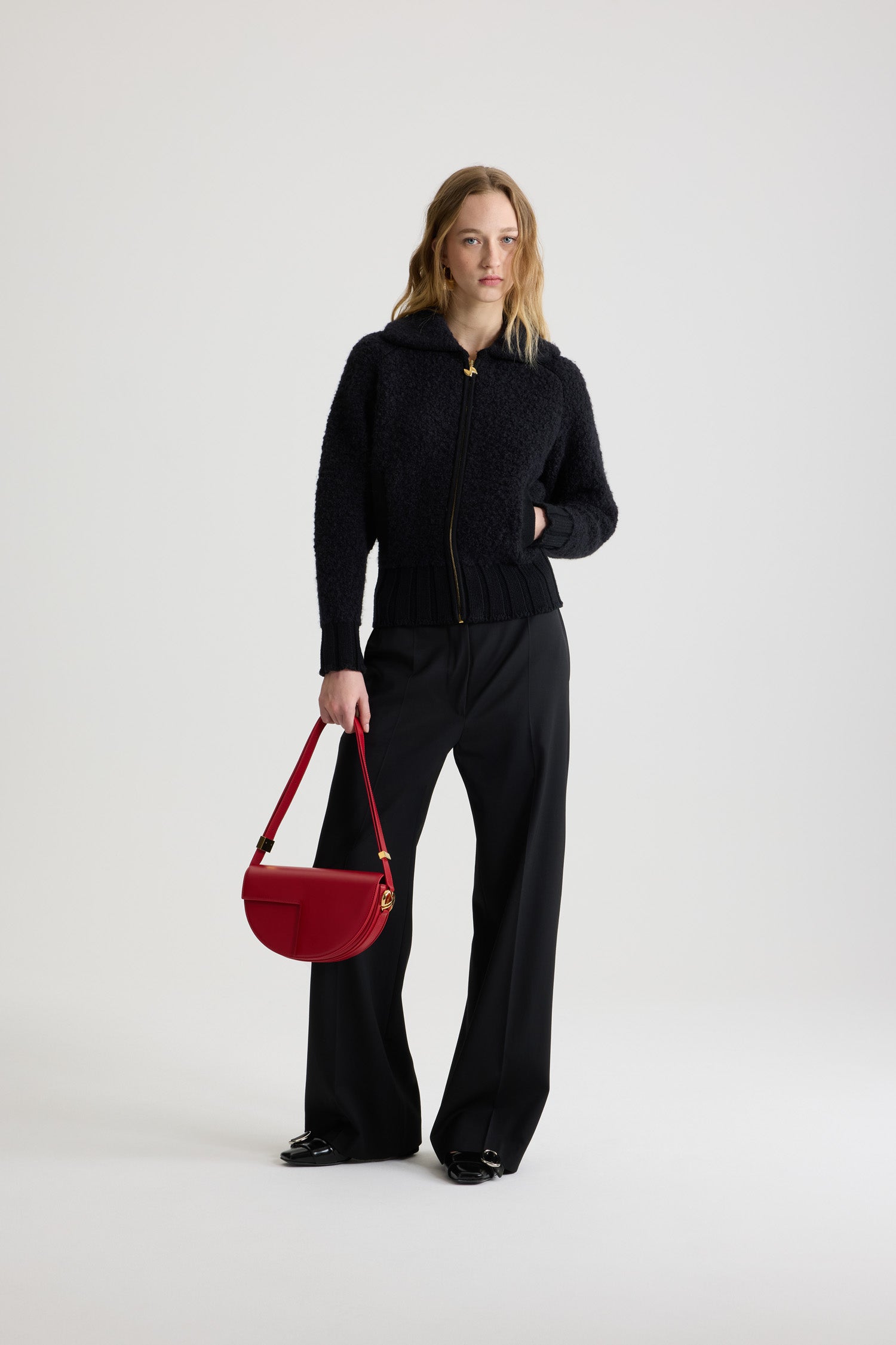 Patou KN289 veste bomber bouclé Noire S laine