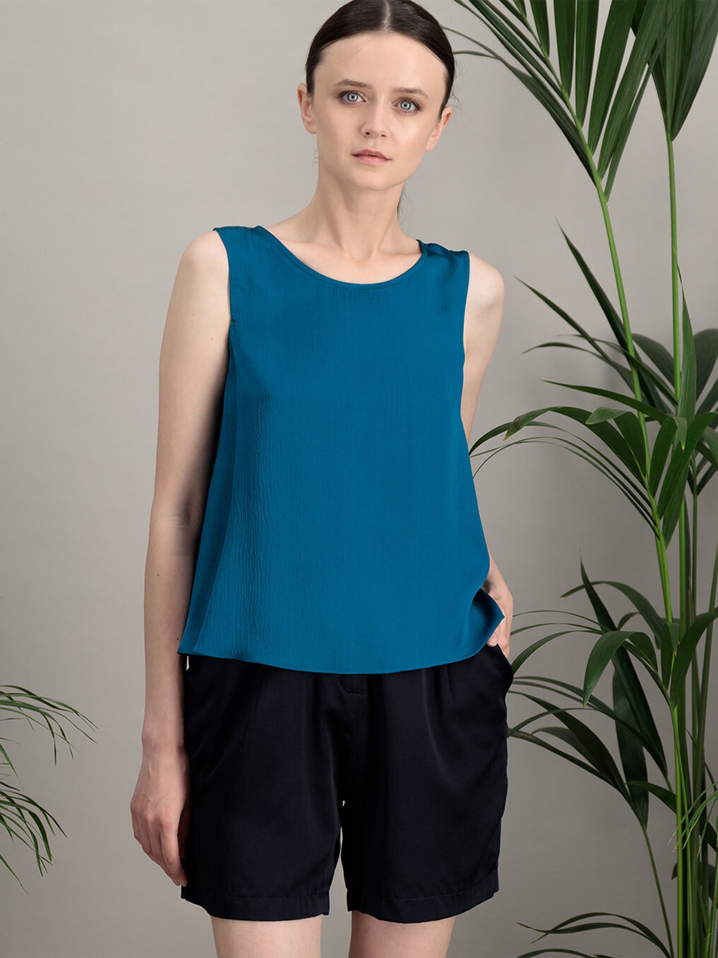Anahide Saint André Miscelia top soie corail gaufré