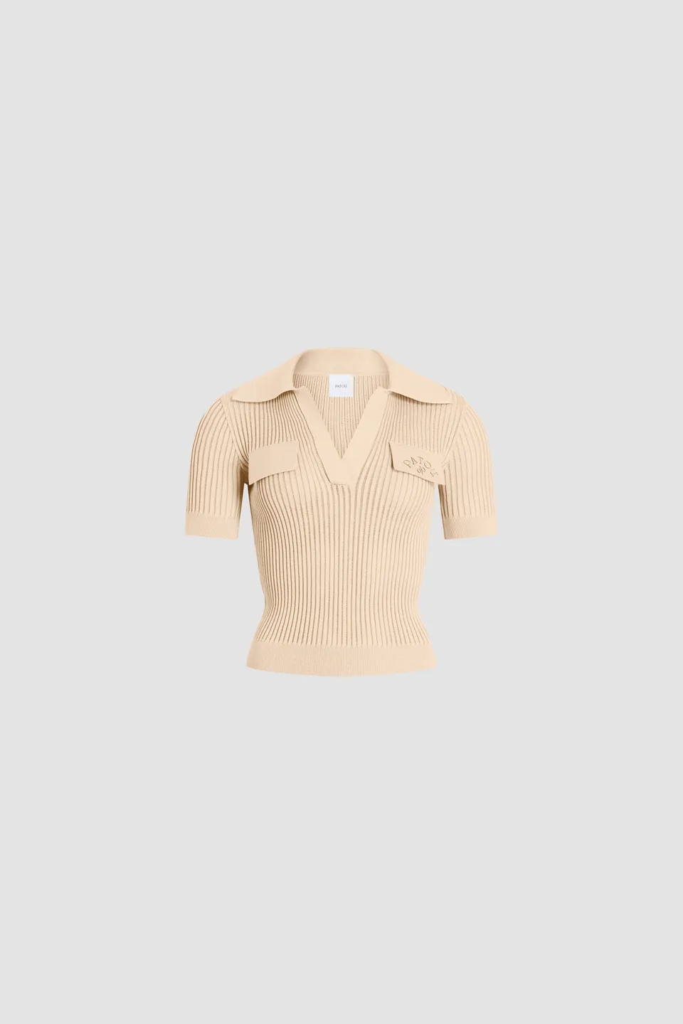 Patou P26KN3418094124B polo beige brodé coton