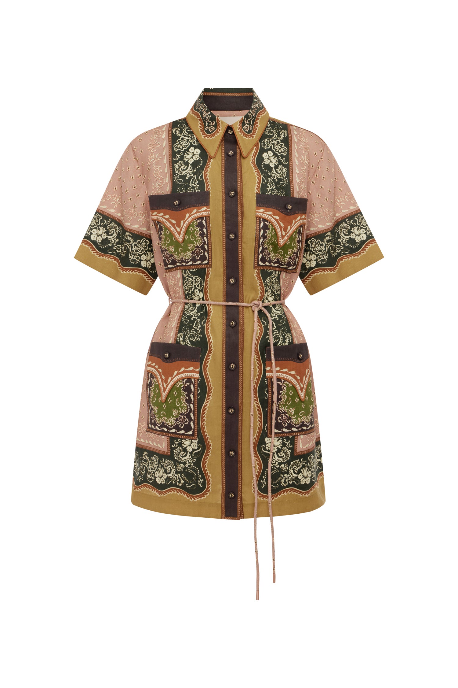 Alemäis Darcey Mini Dress robe chemise chanvre paisley