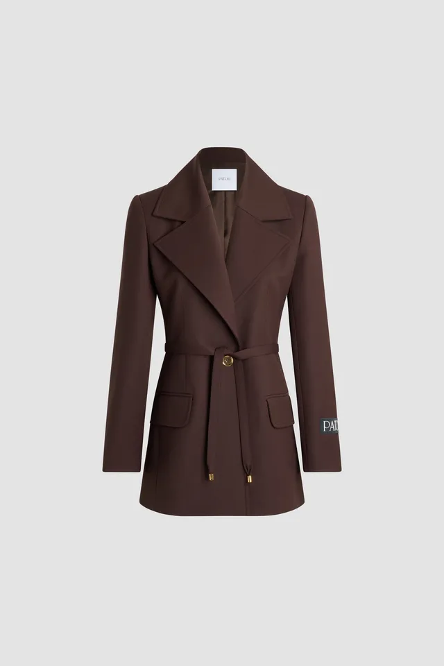 Patou H25JA0610103812B veste longue laine Smoked Ebony