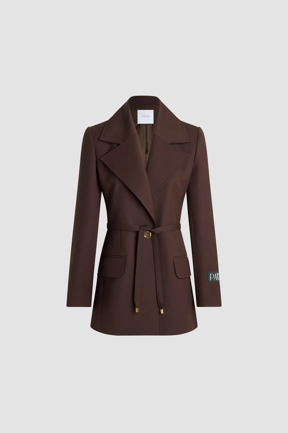 Patou H25JA0610103812B veste longue laine Smoked Ebony