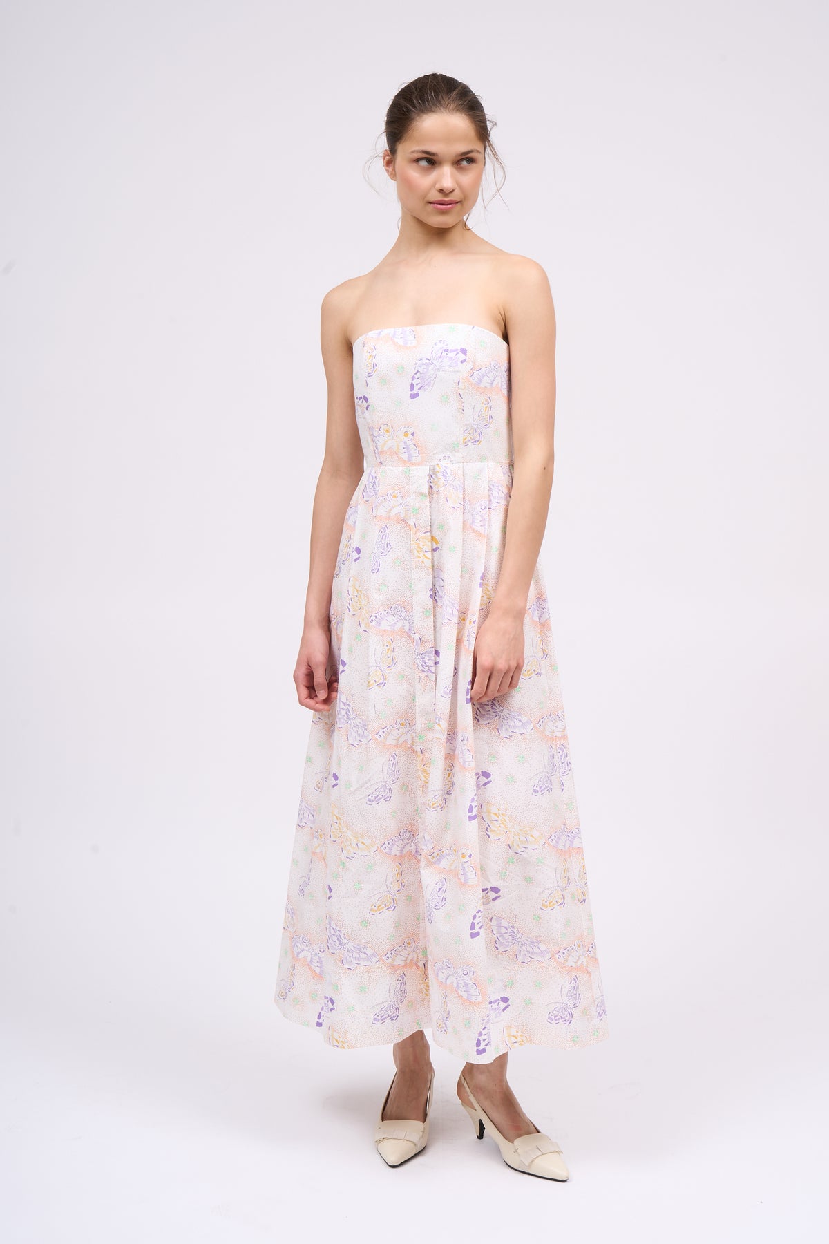 Paul & Joe Rita robe bustier midi coton imprimé papillon