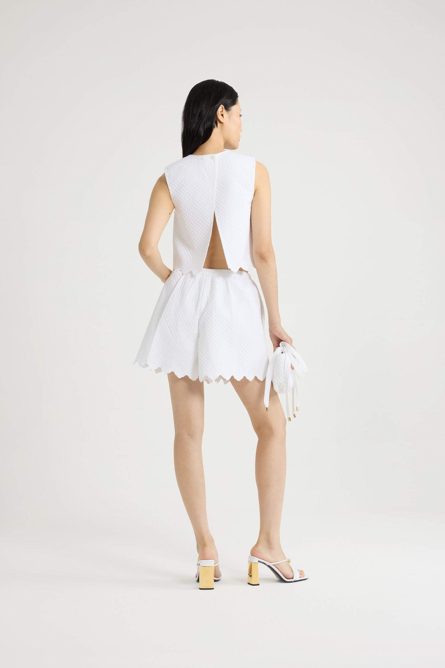 Patou P25TO1600210001W crop top blanc viscose matelassé