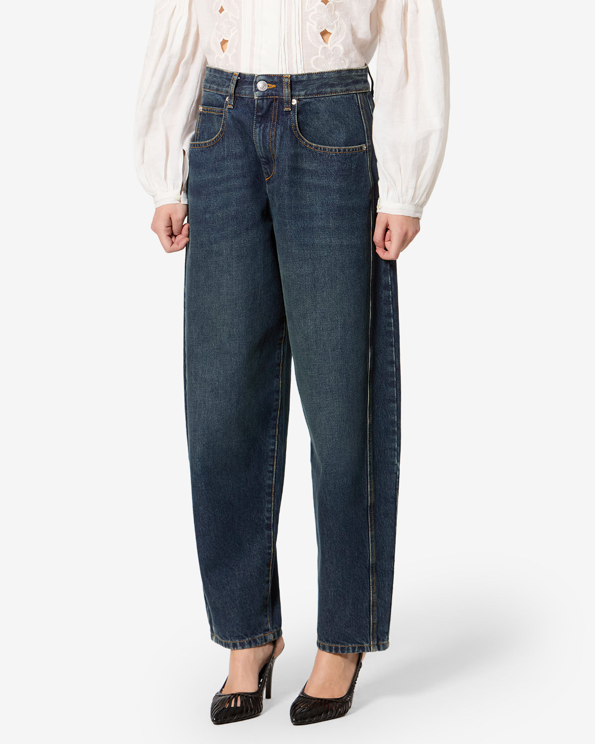 Isabel Marant Oriane Jean barrel bleu délavé