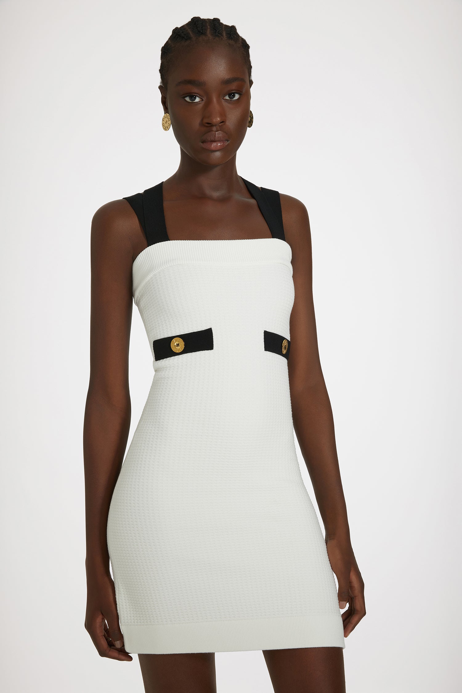 Patou Double strap mini dress robe maille 3D blanche