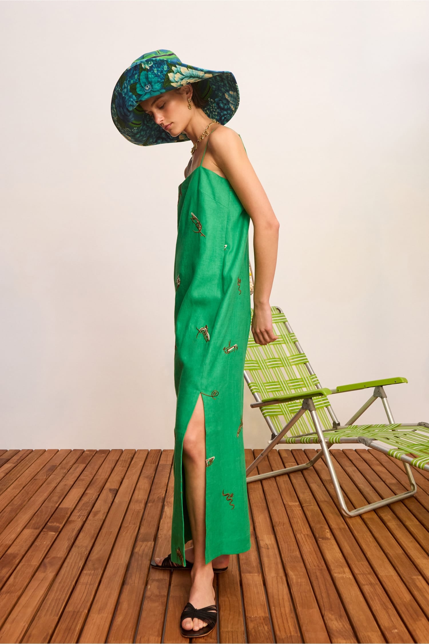 Alemaïs Wanda robe midi lin broderie