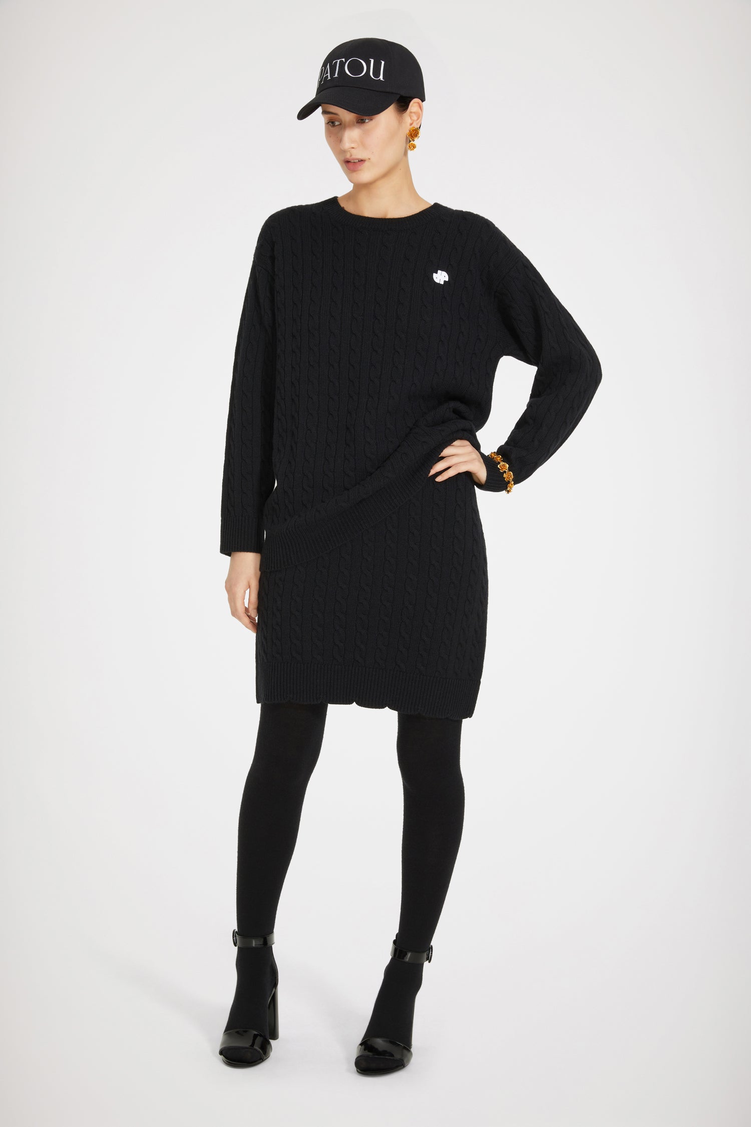 Patou KN108 pull torsadé laine mérinos noir JP