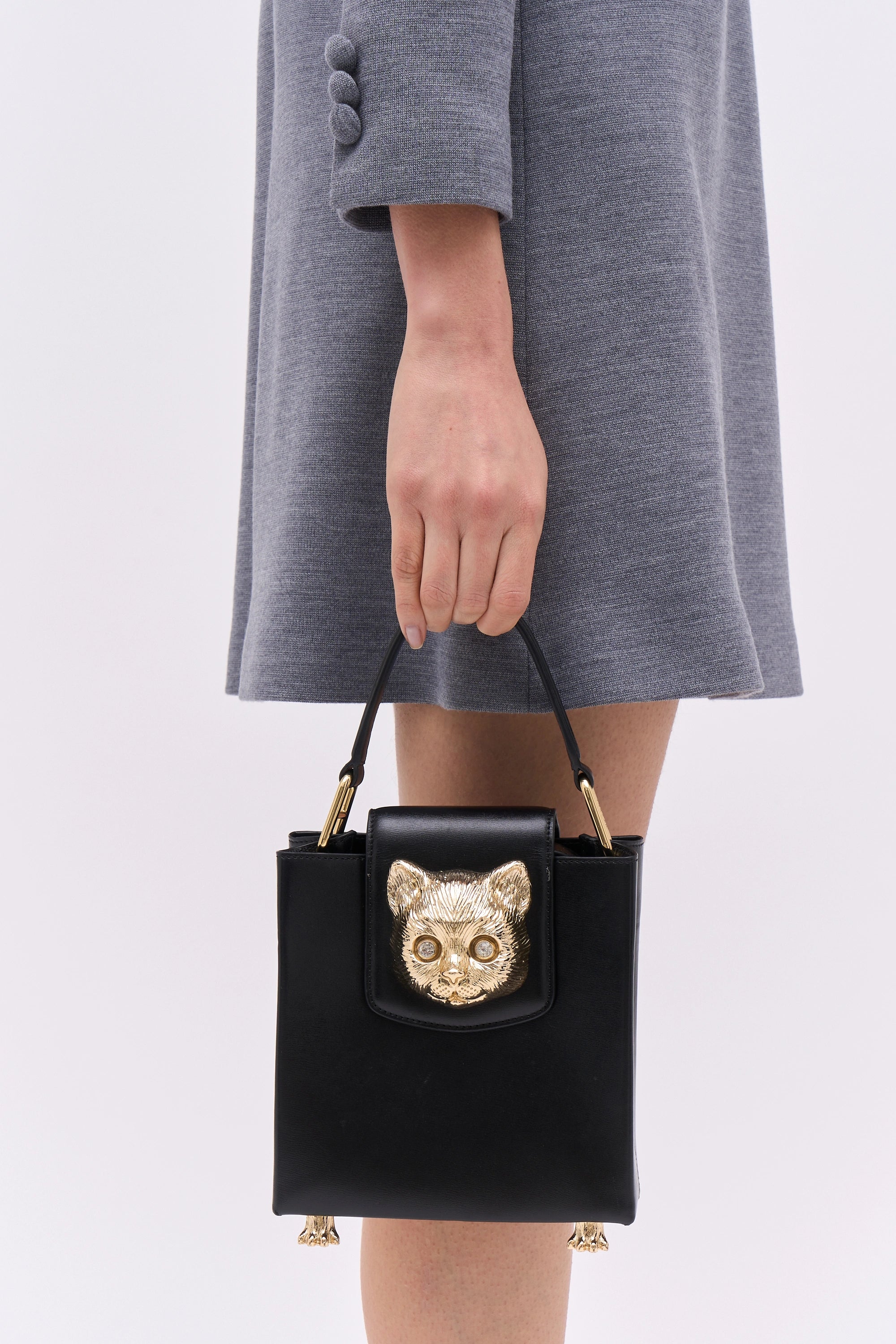 Paul & Joe Charlotte sac cuir noir tête chat