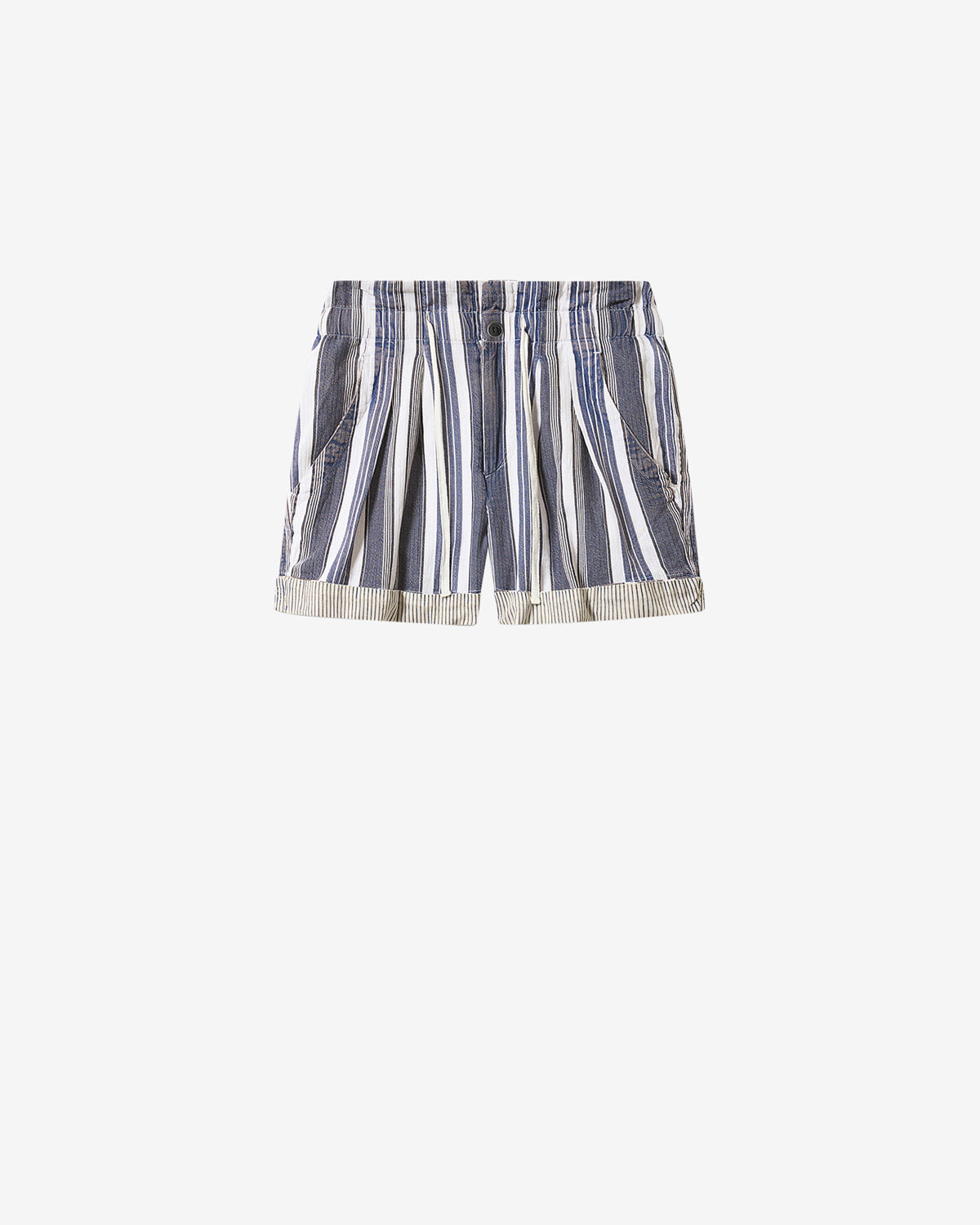 Isabel Marant Nirma short coton écru-bleu rayures