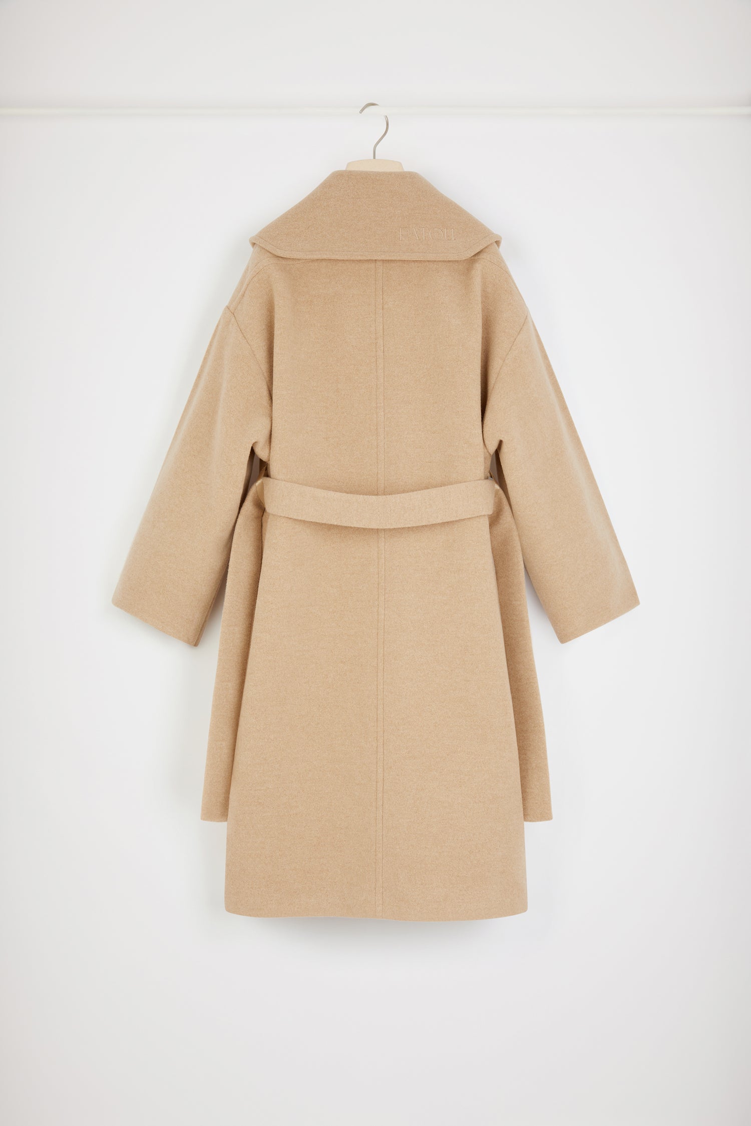 Patou CO013 manteau maxi laine double-face Biscuit