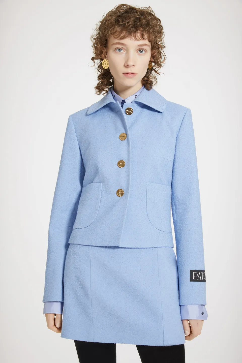 Patou Skirts SK046 mini jupe tweed bleu glace