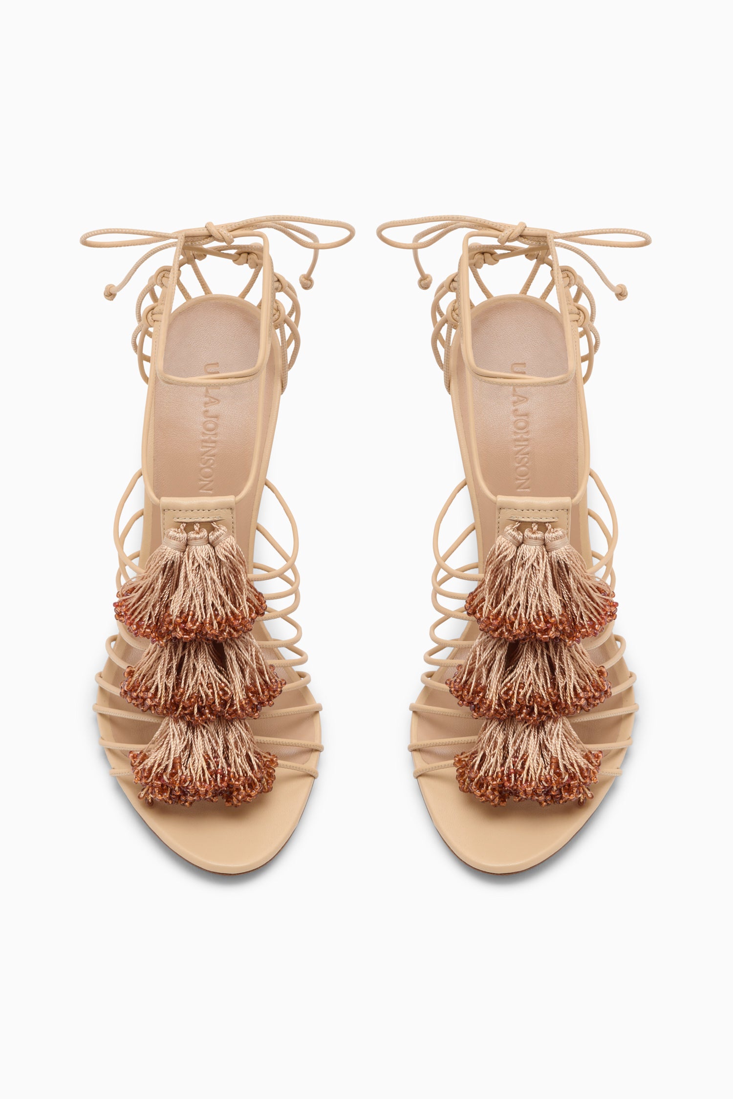 Ulla Johnson Beaded Fringe sandale talon sable Sand perles