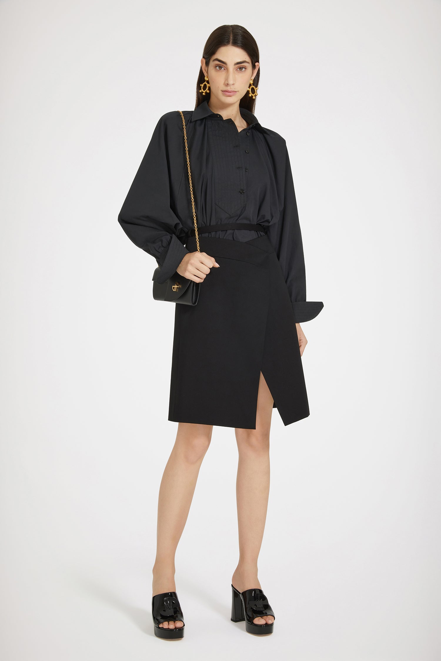 Patou SK057 jupe portefeuille noire gabardine coton