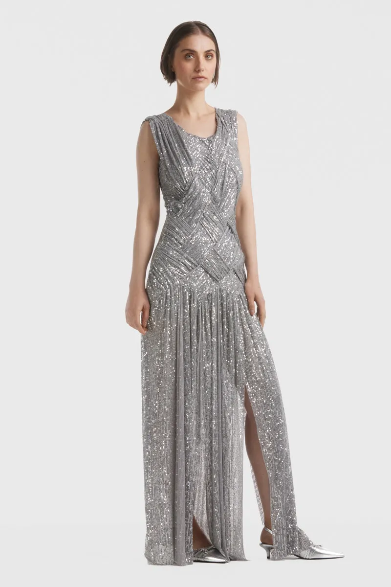 ATU Body Couture Emotional Silver Dress robe sequins argent S