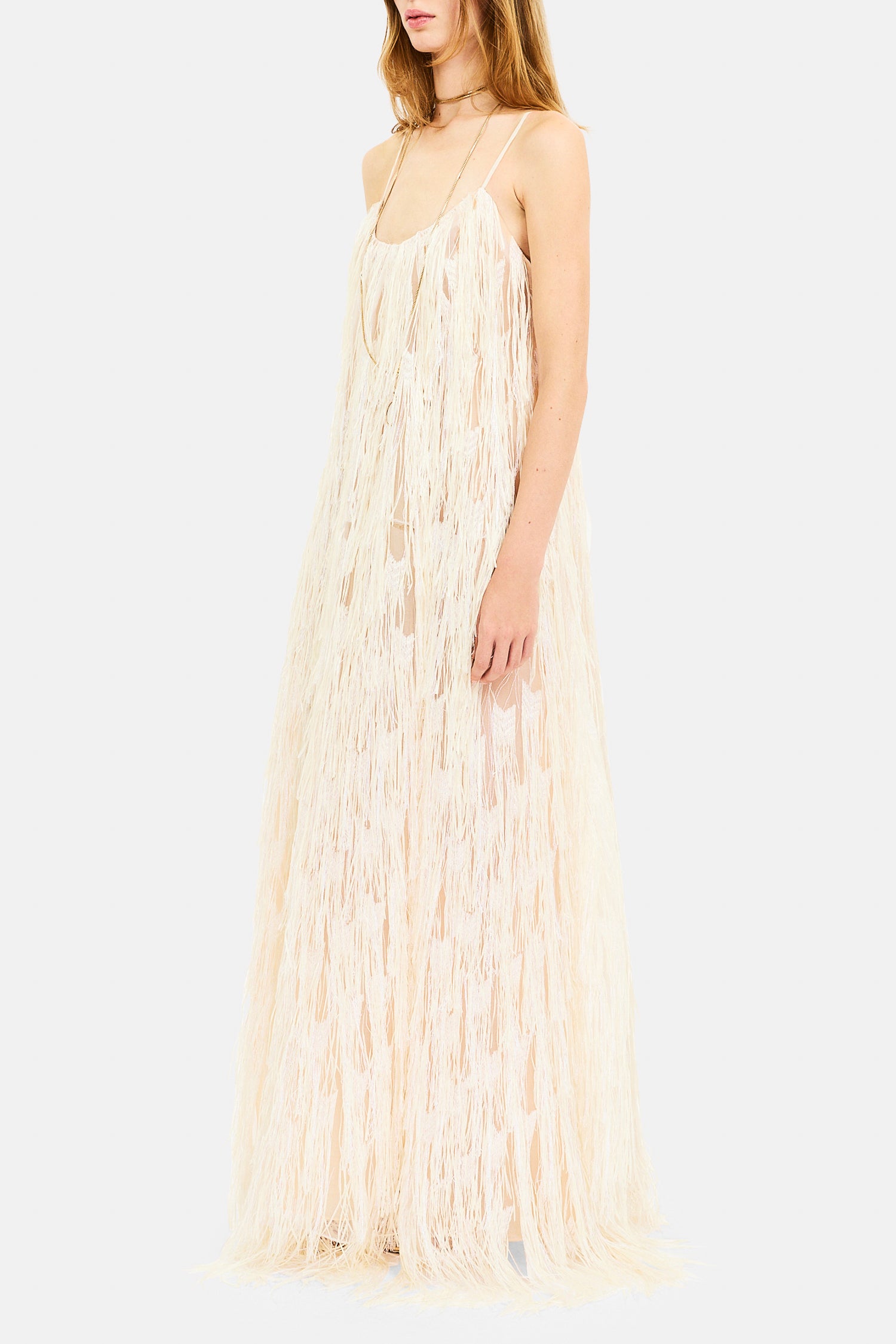 Ulla Johnson Maria SP270151 robe maxi Ecru à franges