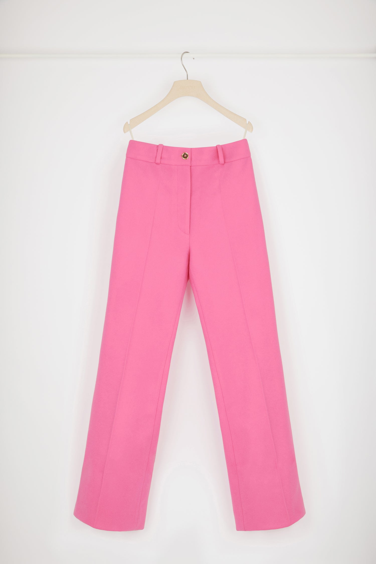 Patou H22TR021 pantalon évasé Darling Pink laine cachemire