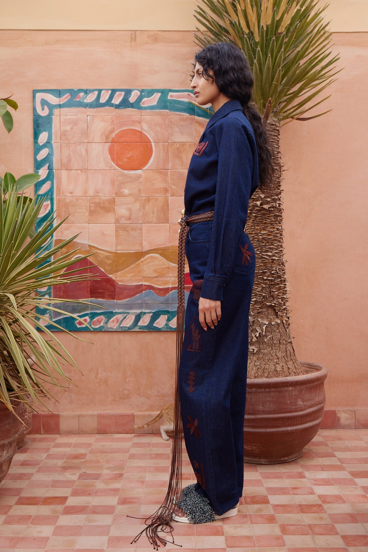 Alemäis Delany jean droit coton perlé Marrakech