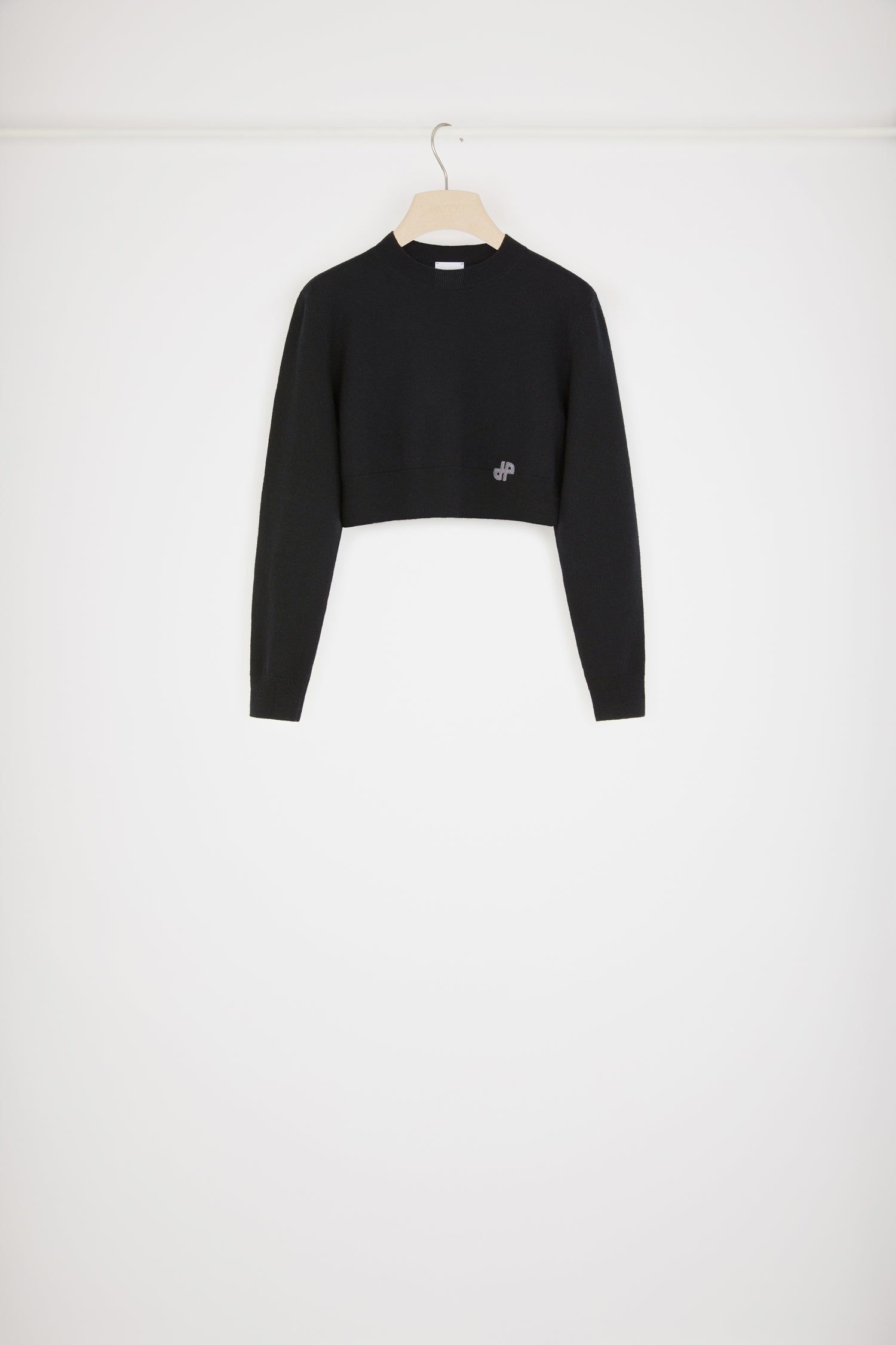 Patou KN099 pull cropped laine cachemire noir